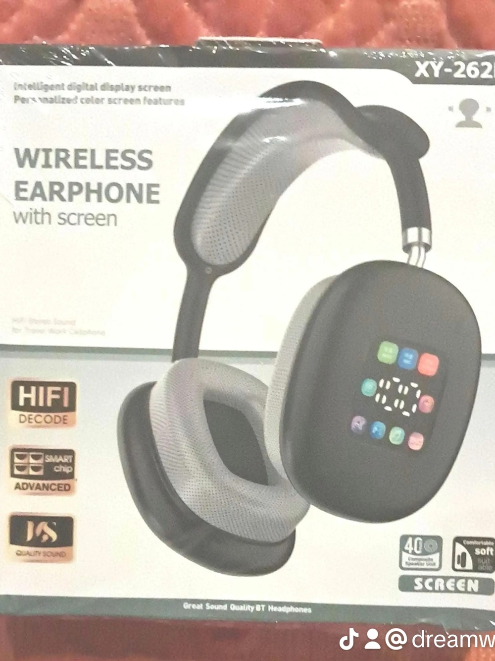 Wireless Over-Ear Headphones with Screen - Black